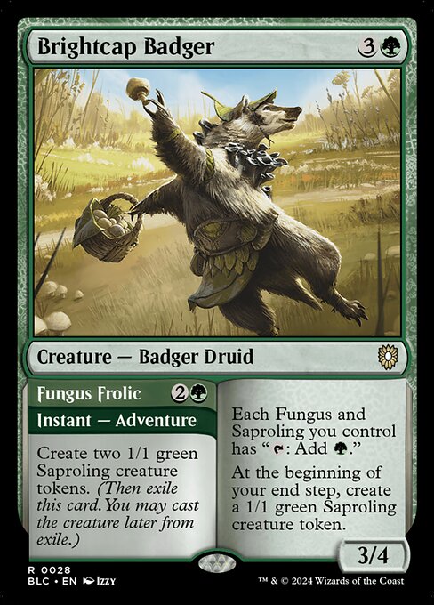 Brightcap Badger // Fungus Frolic - Bloomburrow Commander Rare Card