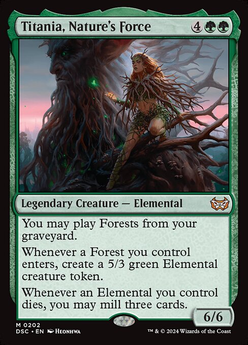Titania, Nature's Force - Duskmourn: House of Horror Commander Mythic Card