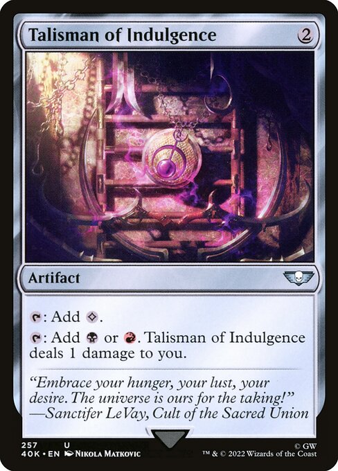 Talisman of Indulgence - Warhammer 40,000 Commander Uncommon Card
