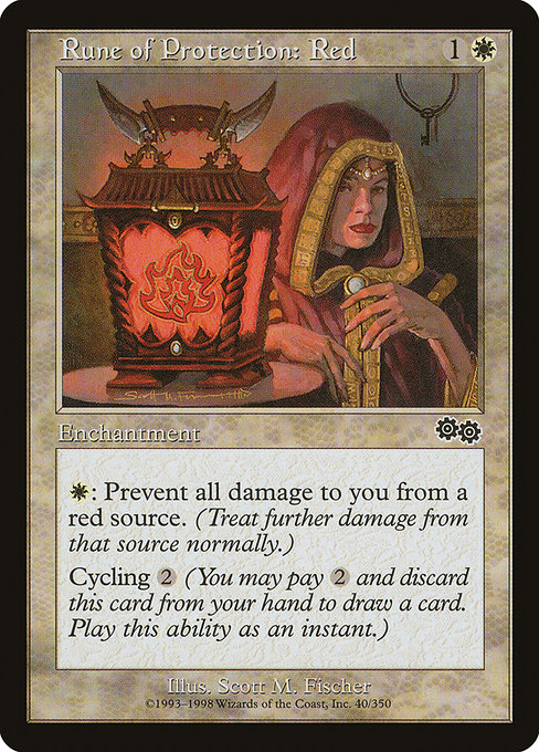 Rune of Protection: Red - Urza's Saga Common Card