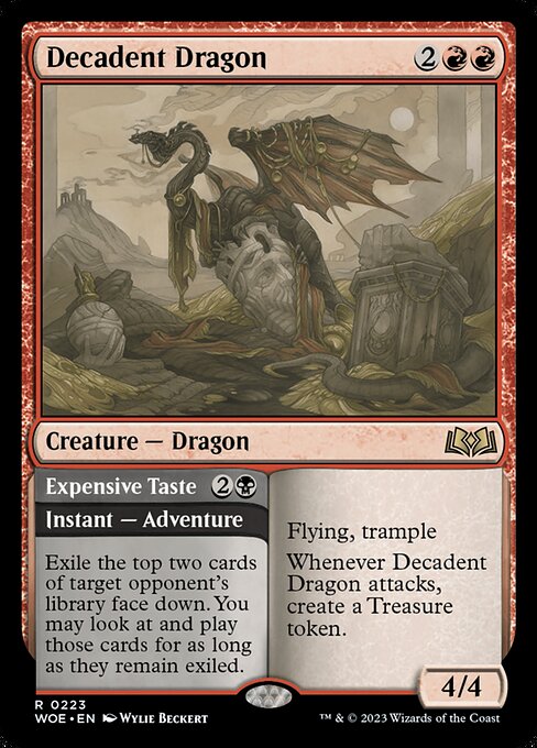Decadent Dragon // Expensive Taste - Wilds of Eldraine Rare Card