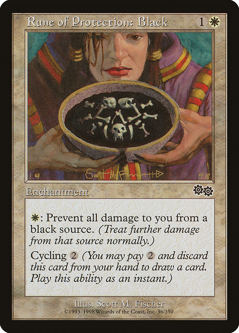 Rune of Protection: Black - Urza's Saga Common Card