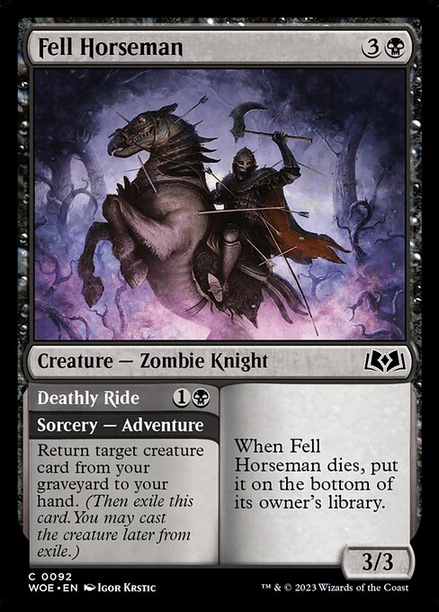 Fell Horseman // Deathly Ride - Wilds of Eldraine Common Card