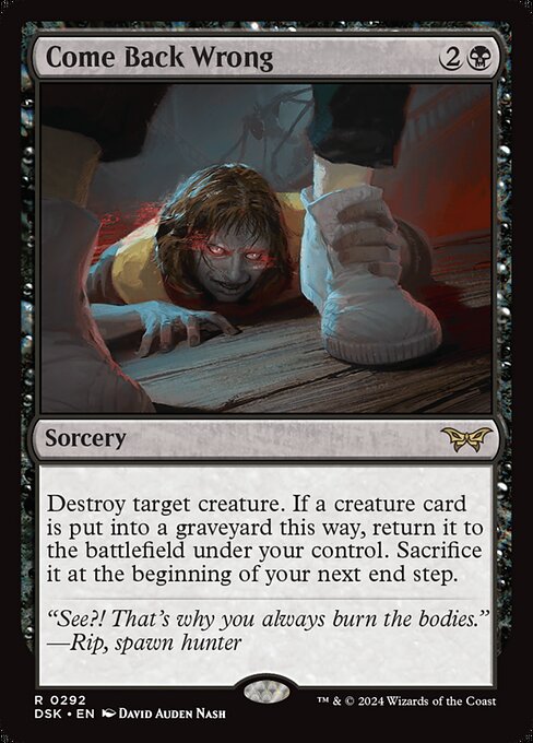 Come Back Wrong - Duskmourn: House of Horror Rare Card