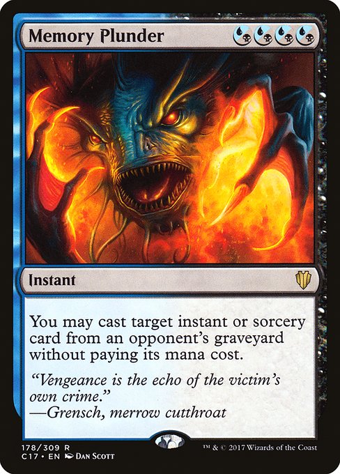 Memory Plunder - Commander 2017 Rare Card