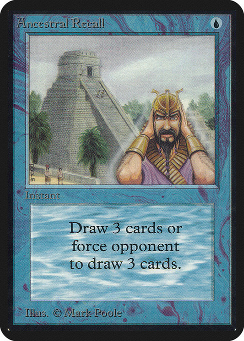 Ancestral Recall - Limited Edition Alpha Rare Card