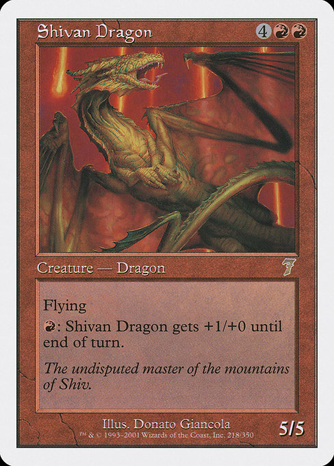 Shivan Dragon - Seventh Edition Rare Card