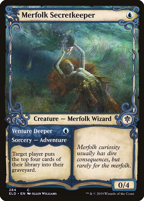 Merfolk Secretkeeper // Venture Deeper - Throne of Eldraine Common Card