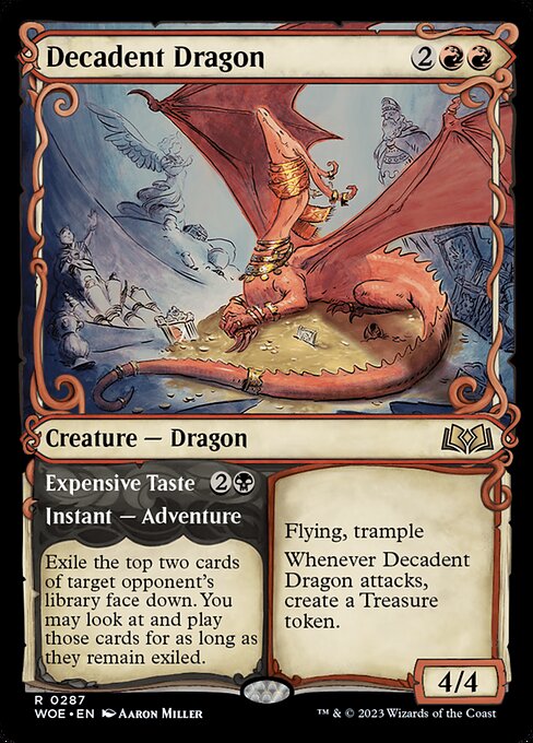 Decadent Dragon // Expensive Taste - Wilds of Eldraine Rare Card