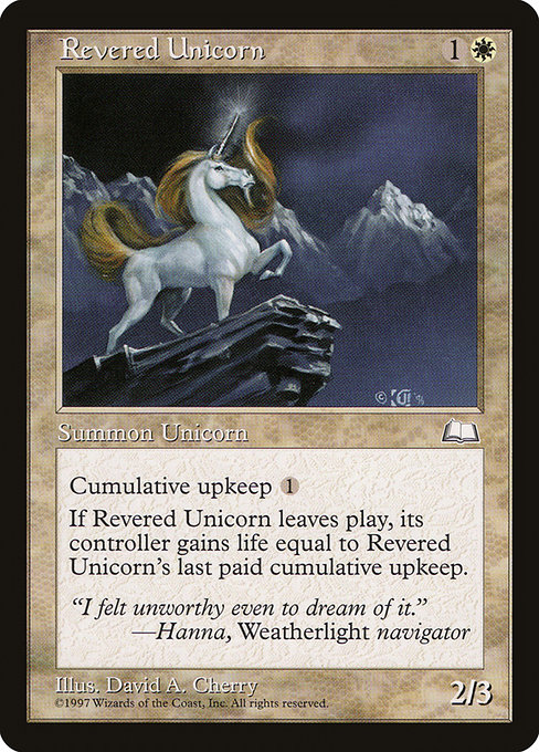 Revered Unicorn - Weatherlight Uncommon Card