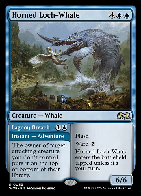 Horned Loch-Whale // Lagoon Breach - Wilds of Eldraine Rare Card