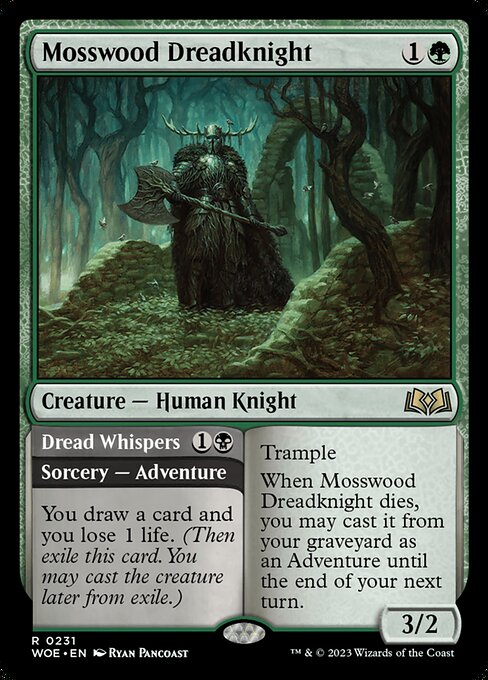 Mosswood Dreadknight // Dread Whispers - Wilds of Eldraine Rare Card