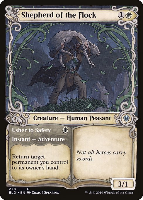 Shepherd of the Flock // Usher to Safety - Throne of Eldraine Uncommon Card