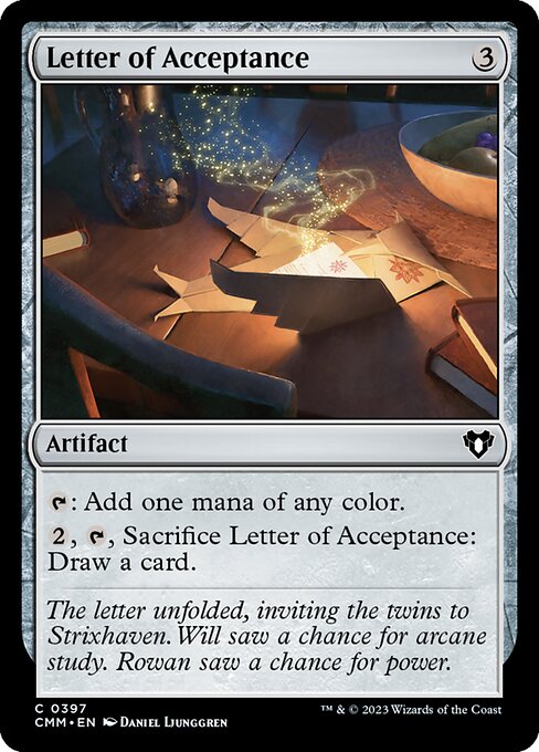 Letter of Acceptance - Commander Masters Common Card