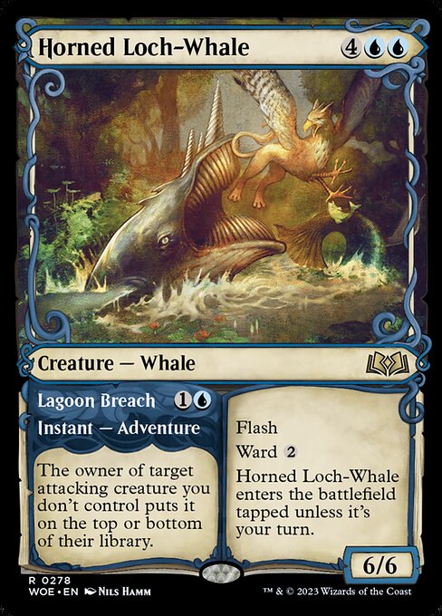 Horned Loch-Whale // Lagoon Breach - Wilds of Eldraine Rare Card