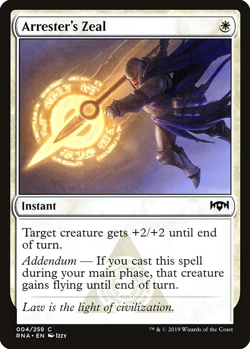 Arrester's Zeal - Ravnica Allegiance Common Card