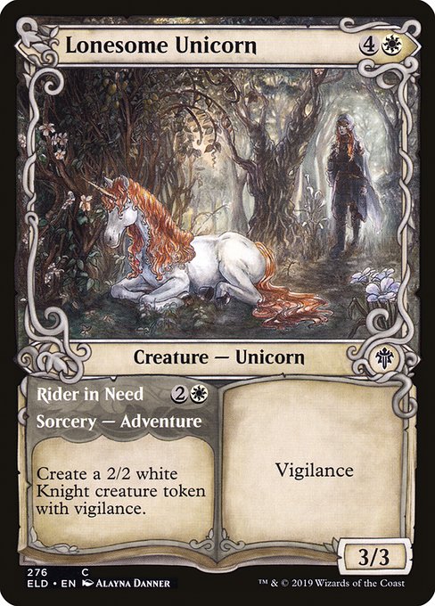 Lonesome Unicorn // Rider in Need - Throne of Eldraine Common Card