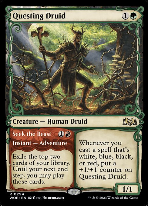 Questing Druid // Seek the Beast - Wilds of Eldraine Rare Card