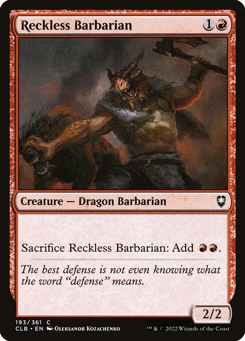 Reckless Barbarian - Commander Legends: Battle for Baldur's Gate Common Card