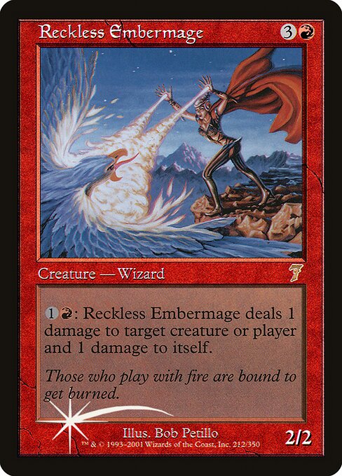 Reckless Embermage - Seventh Edition Rare Card