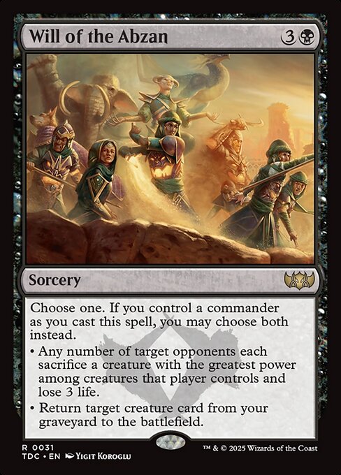 Will of the Abzan - Tarkir: Dragonstorm Commander Rare Card