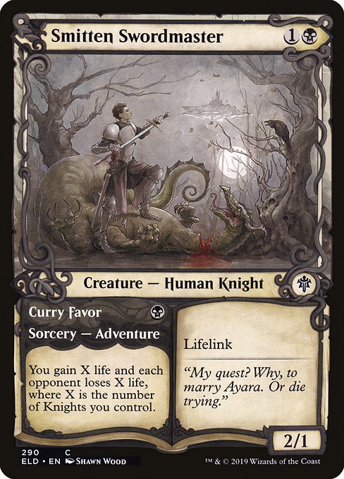 Smitten Swordmaster // Curry Favor - Throne of Eldraine Common Card