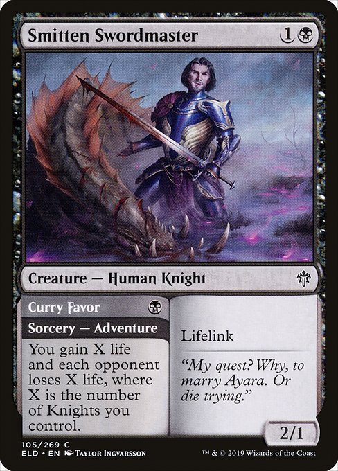 Smitten Swordmaster // Curry Favor - Throne of Eldraine Common Card