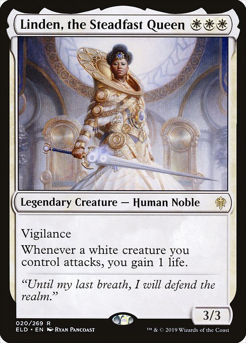 Linden, the Steadfast Queen - Throne of Eldraine Rare Card